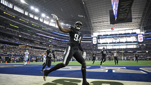 Josh Sweat after his 42-yard pick-6 TD vs Dak Prescott and Cowboys in Week 16